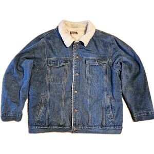 Red Ranch Jean Jacket Sherpa Lined Size 2x Chore Coat